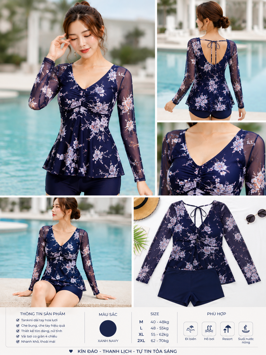 tankini dài tay hoa lưới tankini dài tay hoa lưới