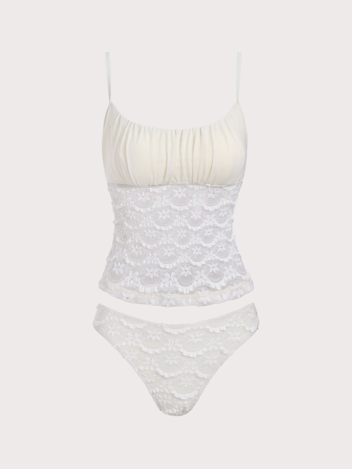 tankini hoa lưới trắng kem tankini hoa lưới trắng kem